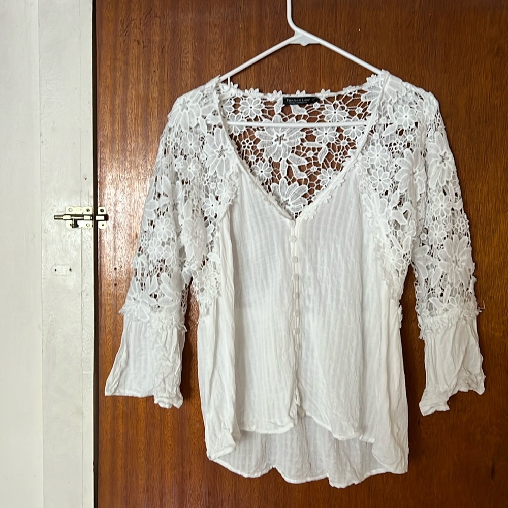 white lace shirt